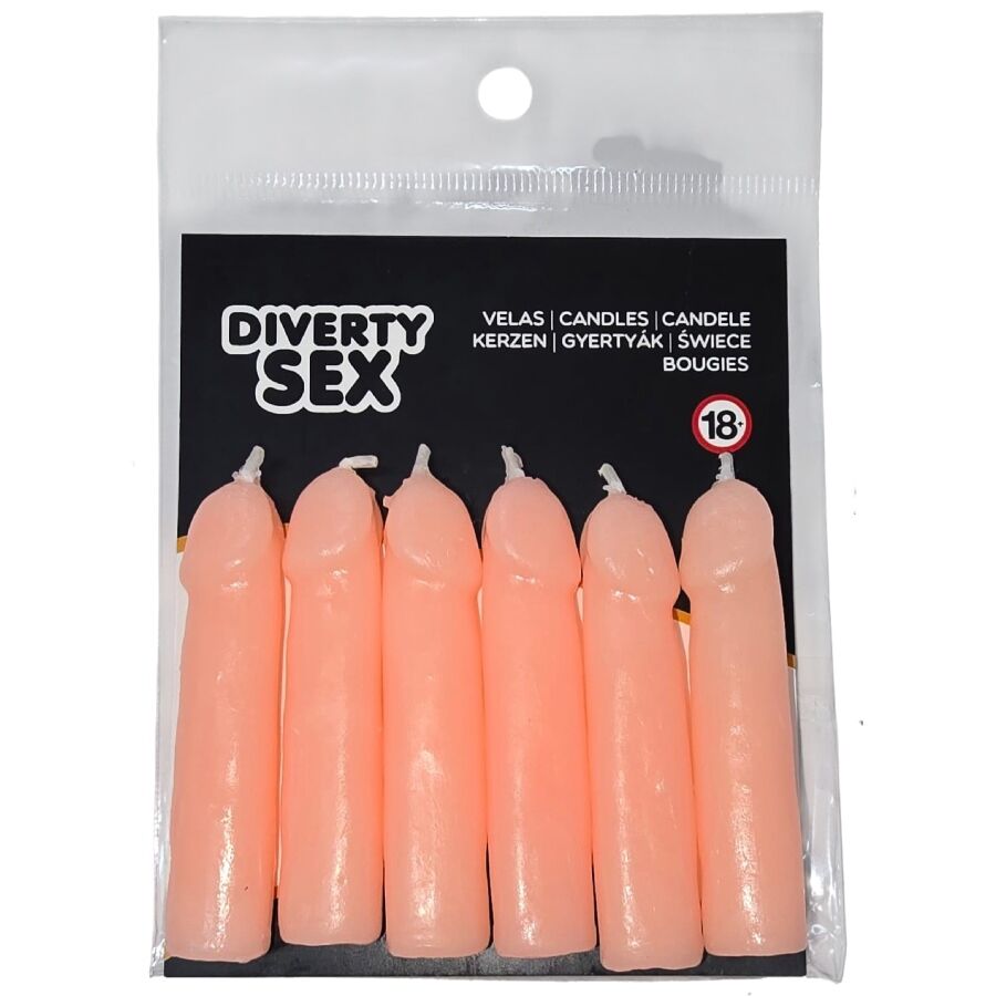 DIABLO PICANTE - 6 FLESH-COLORED PENIS-SHAPED CANDLES
