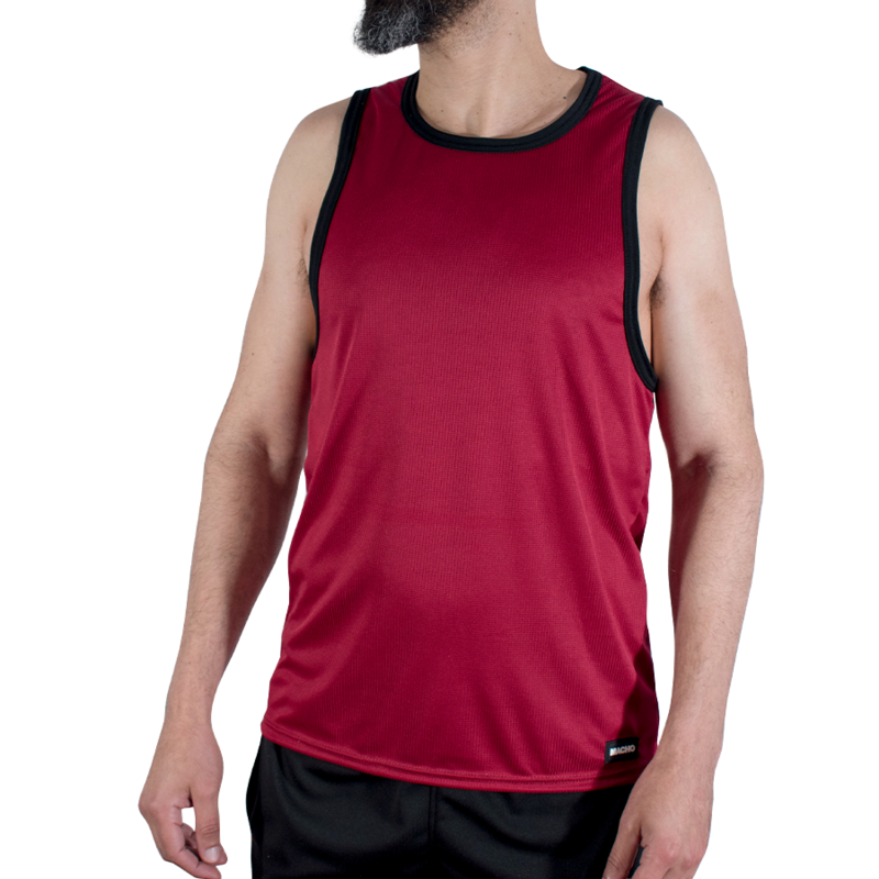 MACHO - CMV003 BURGUNDY GYM T-SHIRT, SIZE S/M