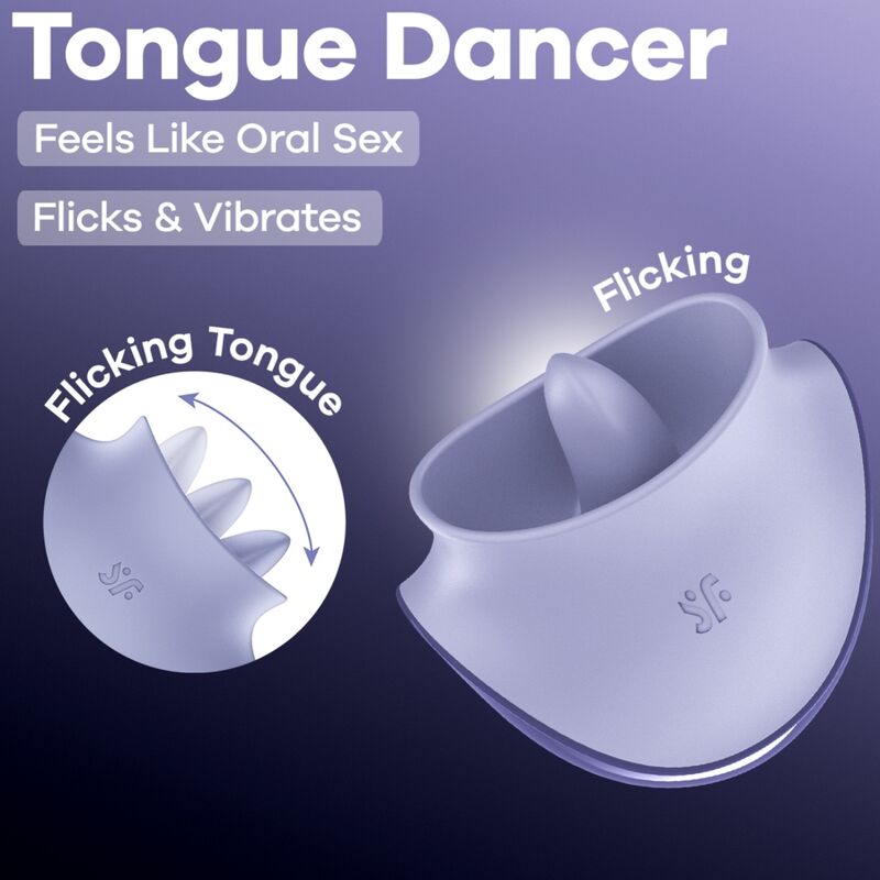 SATISFYER - TONGUE DANCER CLITORAL STIMULATOR WITH VIBRATIONS AND PULSATIONS LILAC