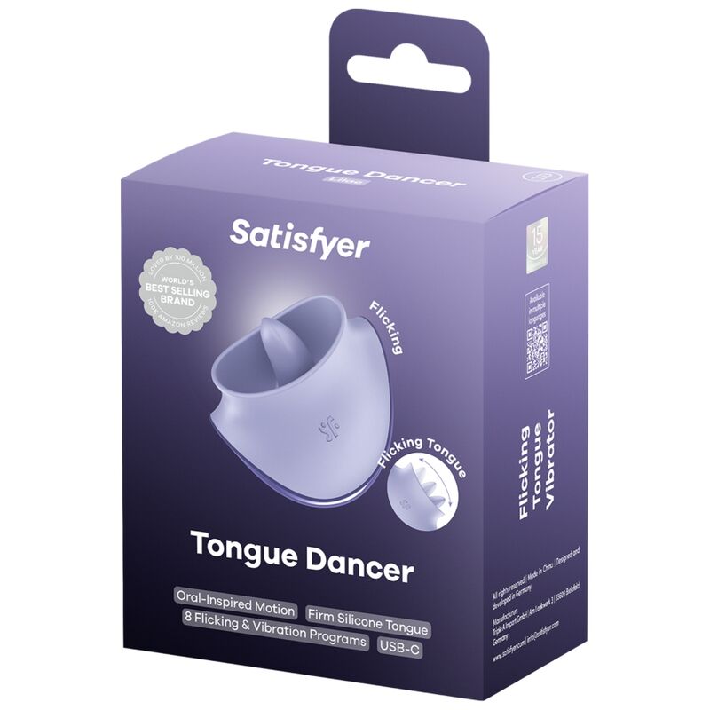 SATISFYER - TONGUE DANCER CLITORAL STIMULATOR WITH VIBRATIONS AND PULSATIONS LILAC