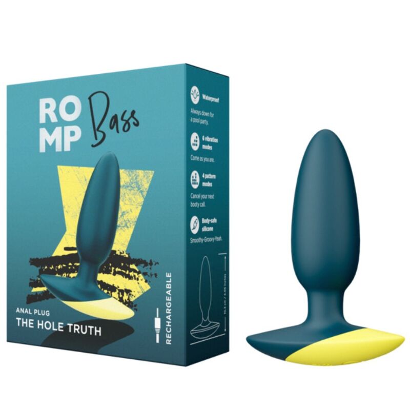 ROMP - BASS VIBRATING BUTT PLUG 10 CM GREEN