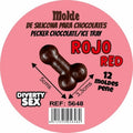 DIABLO PICANTE - CHOCOLATE MOLD WITH 12 RED HANGING SILICONE PENISES