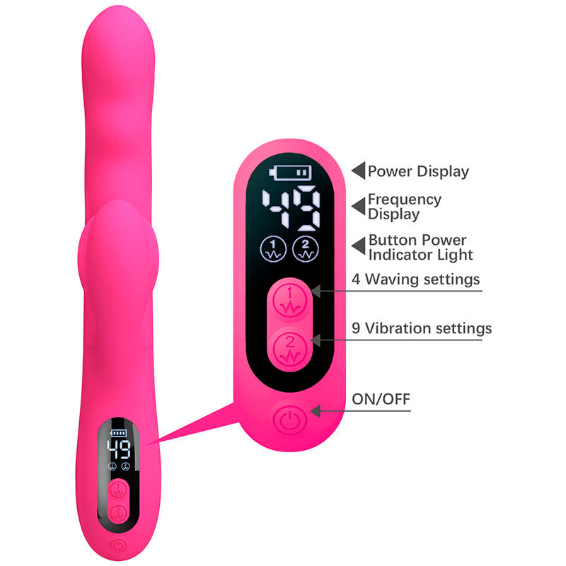 PRETTY LOVE - WINTERS MULTIFUNCTION RABBIT VIBRATOR WITH PINK LED DISPLAY