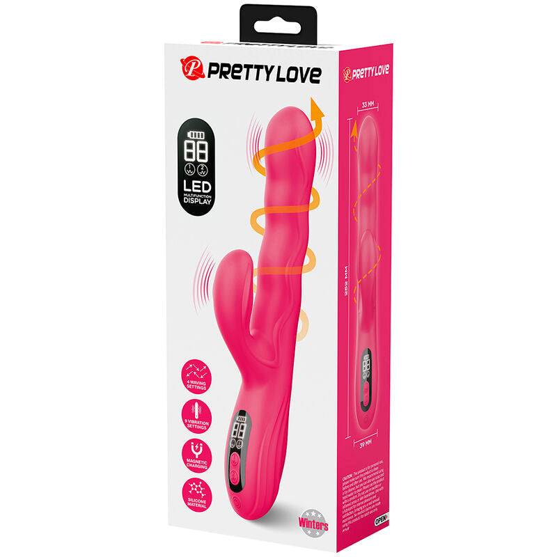 PRETTY LOVE - WINTERS MULTIFUNCTION RABBIT VIBRATOR WITH PINK LED DISPLAY