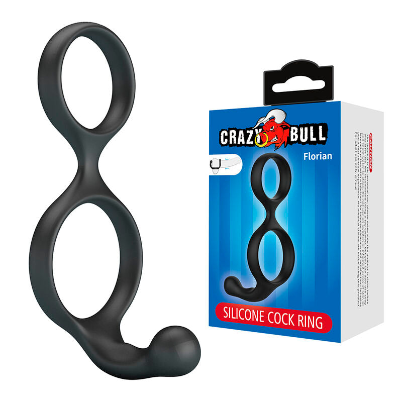 CRAZY BULL - FLORIAN DOUBLE PENIS AND TESTICLE RING BLACK