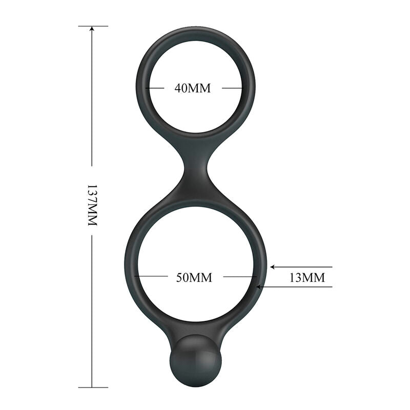CRAZY BULL - FLORIAN DOUBLE PENIS AND TESTICLE RING BLACK