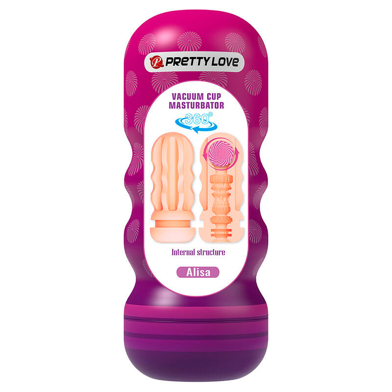 PRETTY LOVE - SMOOTH VAGINAL MASTURBATOR WITH SUCTION CUP AND INTERNAL TEXTURES