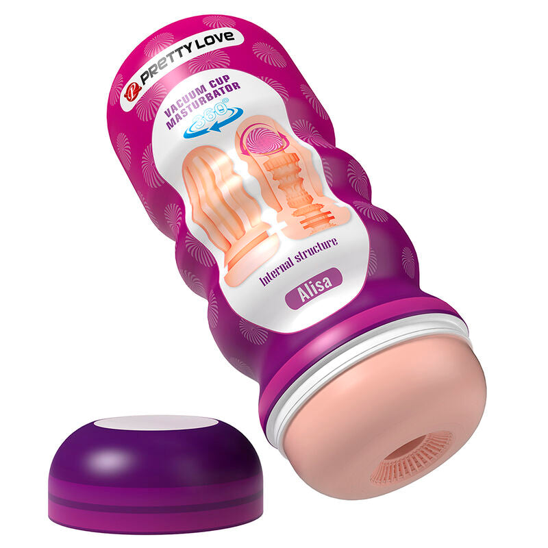 PRETTY LOVE - SMOOTH VAGINAL MASTURBATOR WITH SUCTION CUP AND INTERNAL TEXTURES