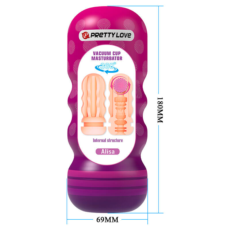 PRETTY LOVE - SMOOTH VAGINAL MASTURBATOR WITH SUCTION CUP AND INTERNAL TEXTURES