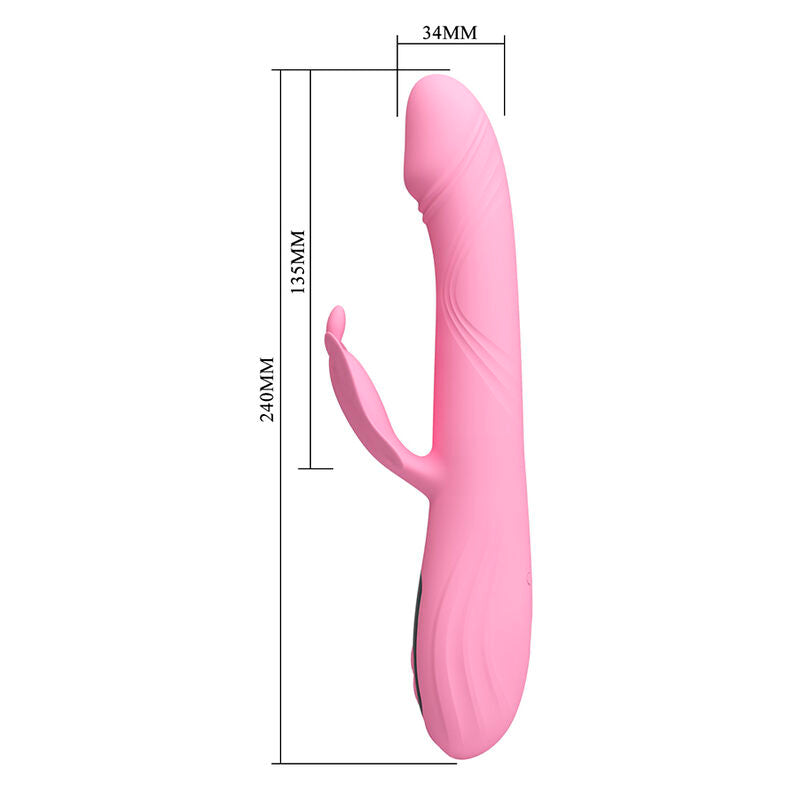 PRETTY LOVE - BELLA RABBIT VIBRATOR WITH BUTTERFLY STIMULATION AND PINK LED