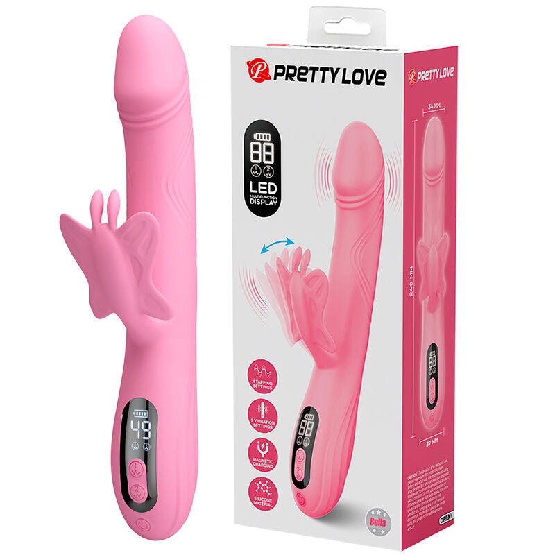 PRETTY LOVE - BELLA RABBIT VIBRATOR WITH BUTTERFLY STIMULATION AND PINK LED