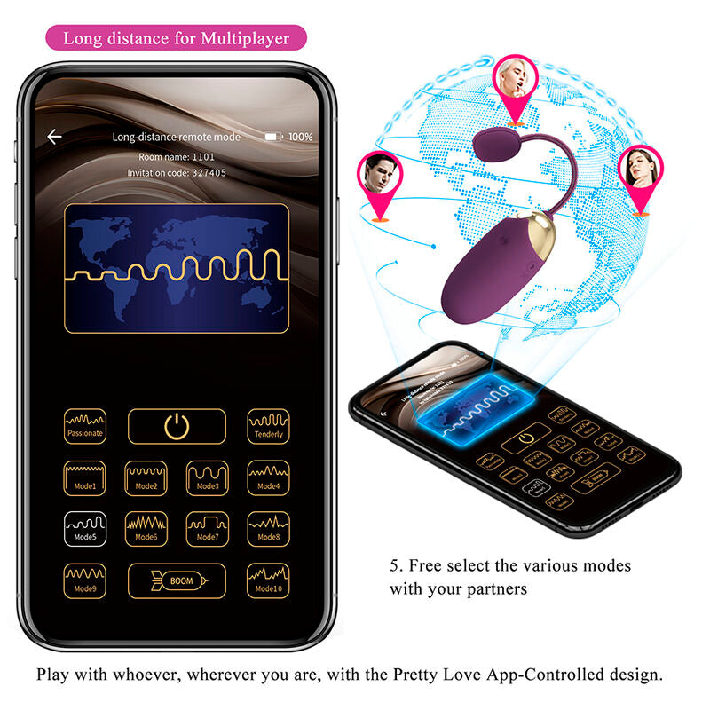 PRETTY LOVE - APP-CONTROLLED KLAY DEEP EGG VIBRATOR PURPLE