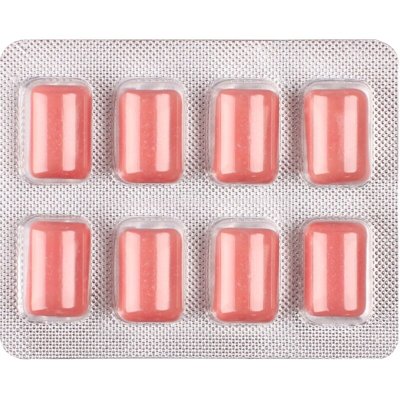 WUG Climax - Functional chewing gum with maca, damiana, and ginseng to stimulate desire and intimate vitality. 8-unit blister pack.