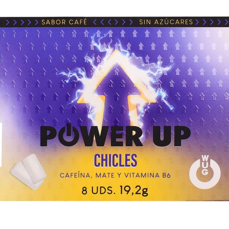 WUG Power Up - Energizing chewing gum for focus and endurance - 8-unit blister pack
