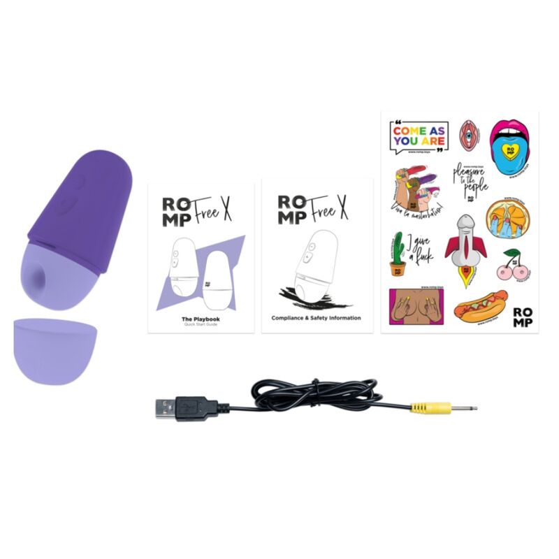 ROMP - CLITORAL STIMULATOR WITH CAP, 10 MODES, RECHARGEABLE, PURPLE