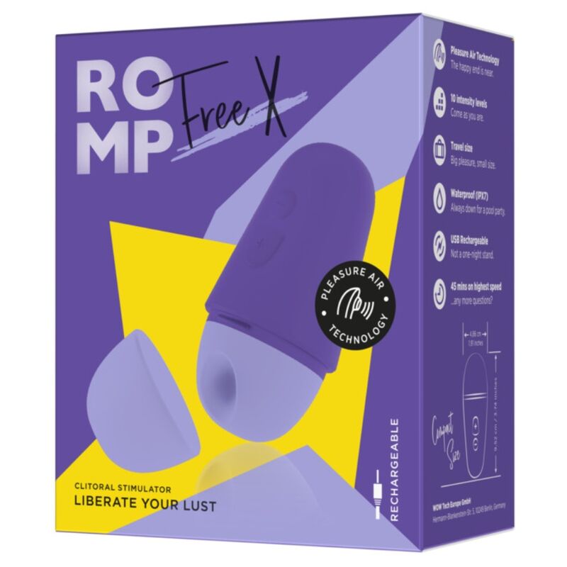 ROMP - CLITORAL STIMULATOR WITH CAP, 10 MODES, RECHARGEABLE, PURPLE