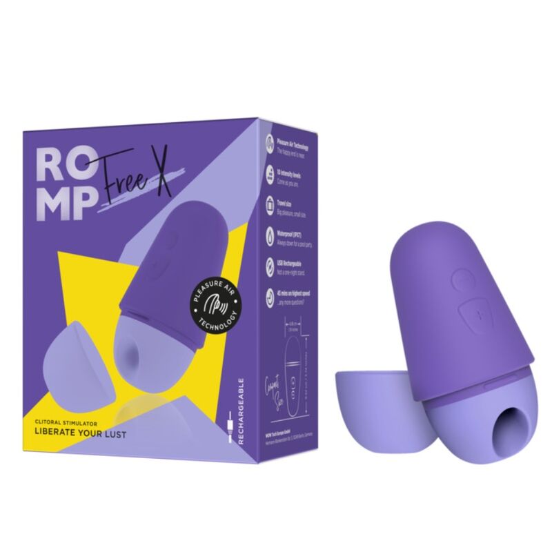ROMP - CLITORAL STIMULATOR WITH CAP, 10 MODES, RECHARGEABLE, PURPLE