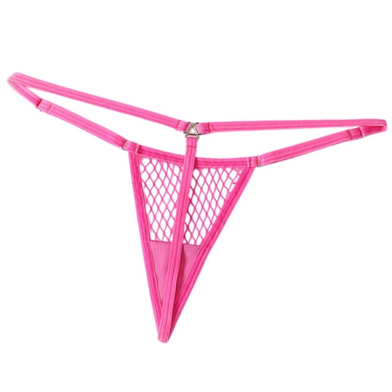 CHILIROSE - CR 4856 MICRO FISHNET THONG FLUORESCENT PINK L/XL