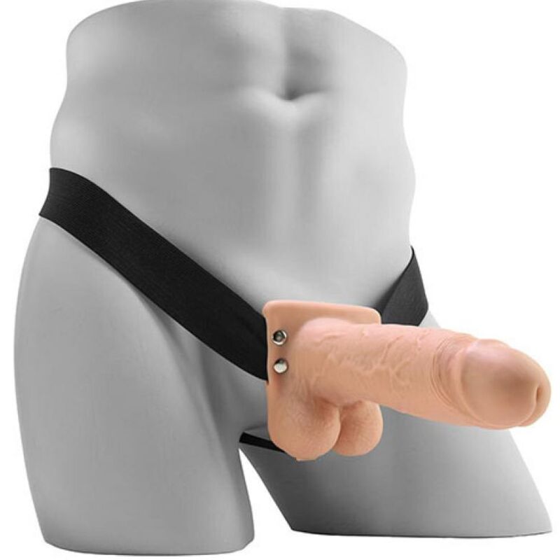 FETISH FANTASY SERIES - REALISTIC HOLLOW VIBRATING DILDO WITH BALLS 7 INCHES
