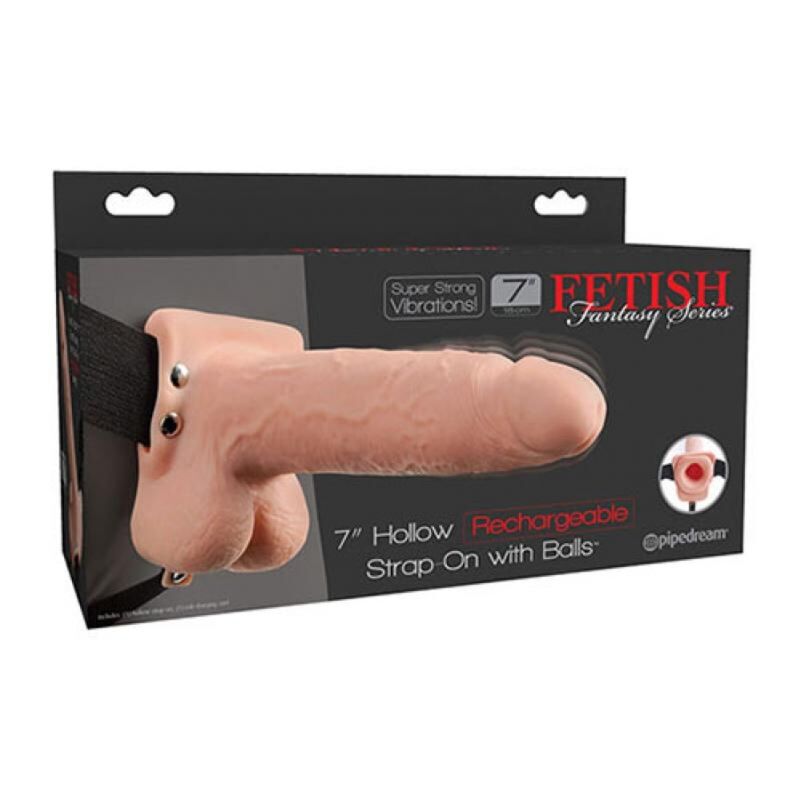 FETISH FANTASY SERIES - REALISTIC HOLLOW VIBRATING DILDO WITH BALLS 7 INCHES