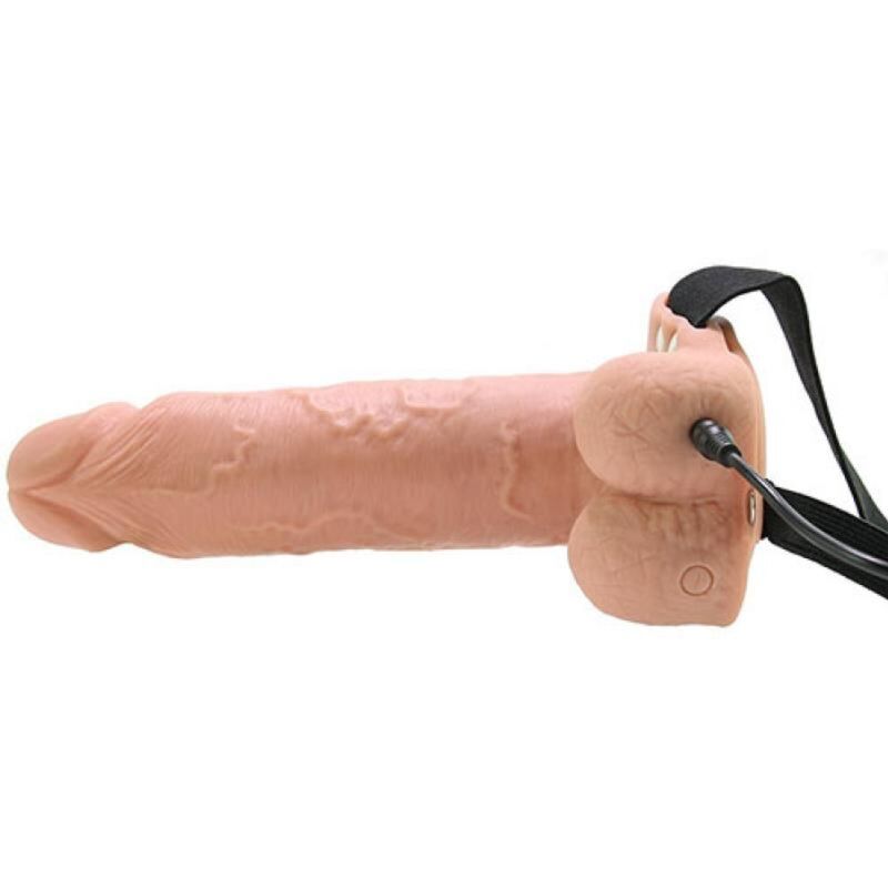 FETISH FANTASY SERIES - REALISTIC HOLLOW VIBRATING DILDO WITH BALLS 7 INCHES