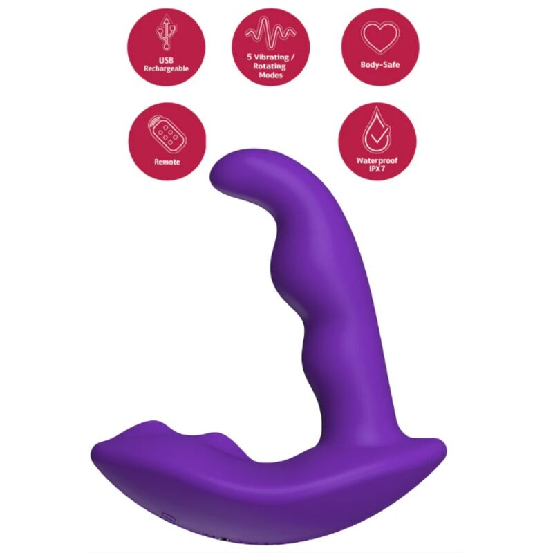 SHE.E.O - ROTATING VIBRATING ANAL STIMULATOR WITH REMOTE CONTROL PURPLE