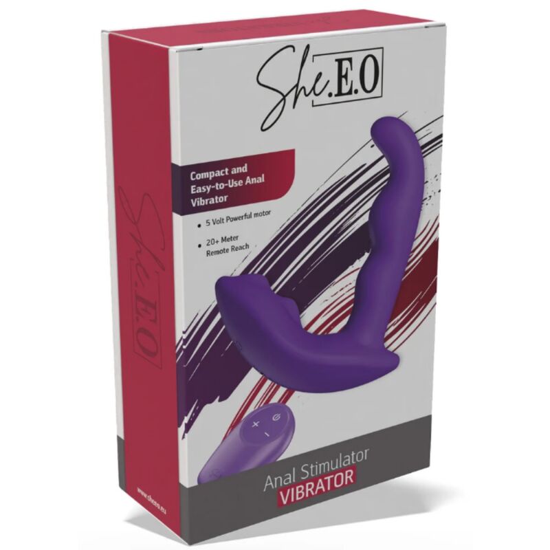 SHE.E.O - ROTATING VIBRATING ANAL STIMULATOR WITH REMOTE CONTROL PURPLE