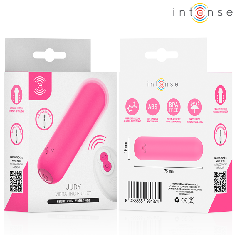 INTENSE - JUDY VIBRANT RECHARGEABLE WITH REMOTE CONTROL PINK