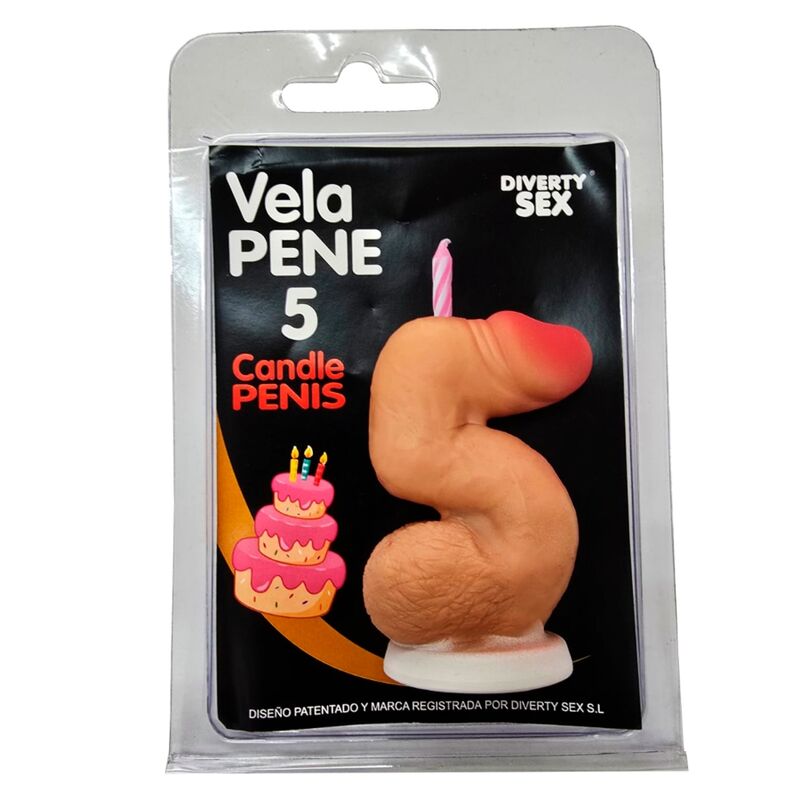 DIABLO PICANTE - FLESH-COLORED PENIS CANDLE IN THE SHAPE OF THE NUMBER 5