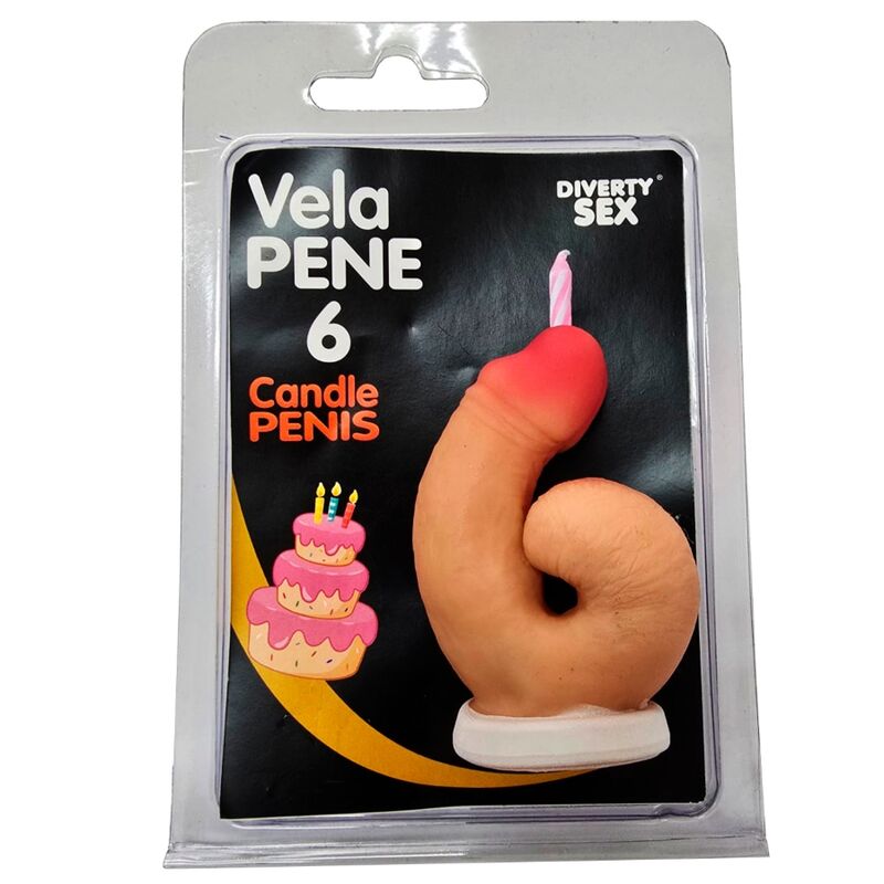 DIABLO PICANTE - FLESH-COLORED PENIS CANDLE IN THE SHAPE OF A NUMBER 6