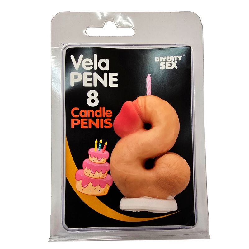 SPICY DEVIL - FLESH-COLORED PENIS CANDLE IN THE SHAPE OF THE NUMBER 8
