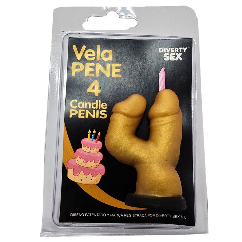 DIABLO PICANTE - NUMBER 4 PENIS CANDLE, GOLD