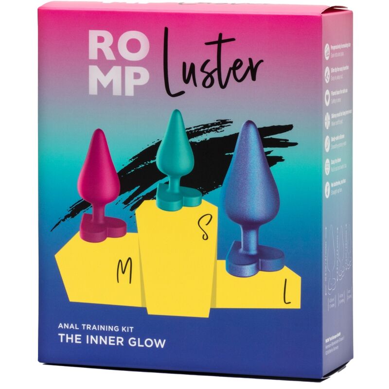 ROMP - LUSTER ANAL TRAINING KIT S/M/L SIZES WITH HEART-SHAPED BASE