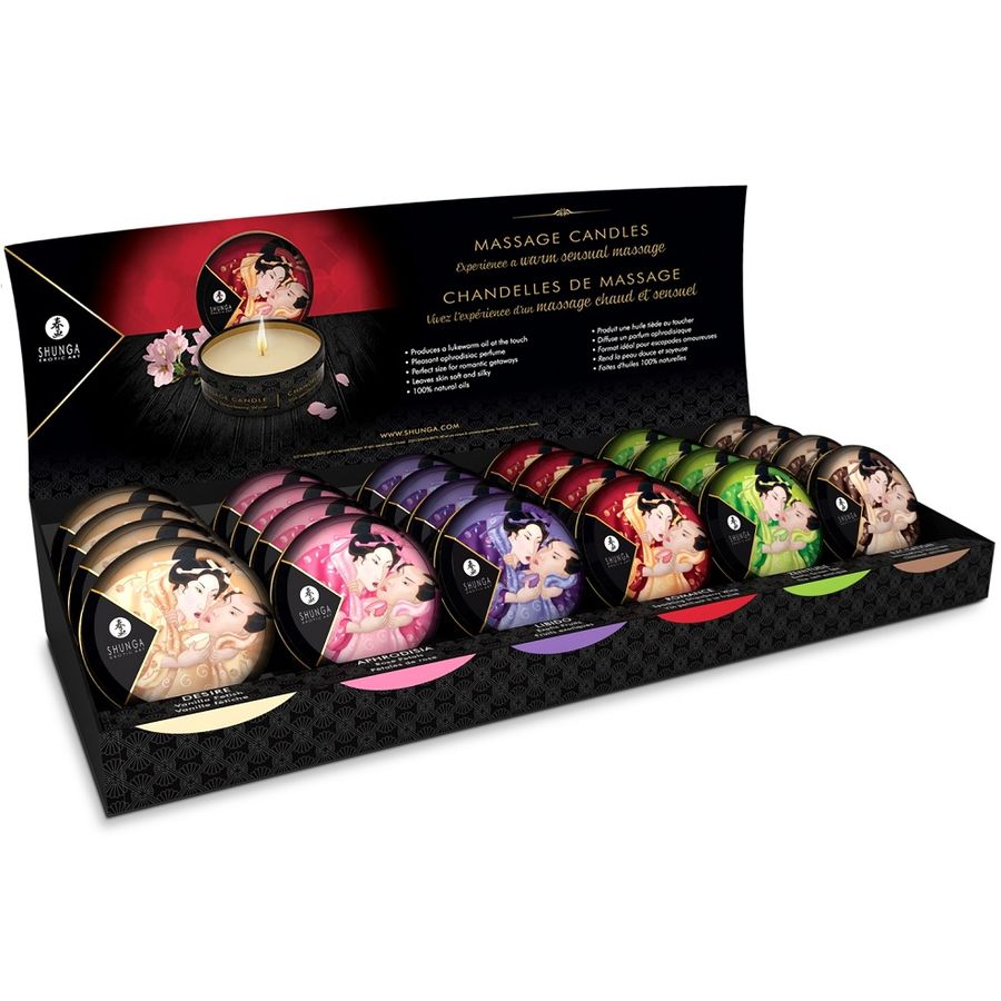 SHUNGA - MINI CARESS MASSAGE CANDLE DISPLAY 24 UNITS
