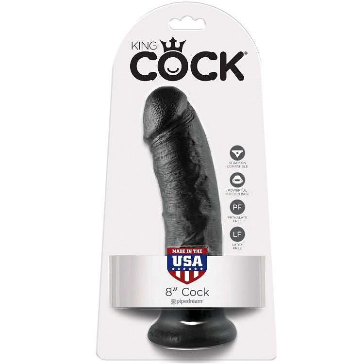 KING COCK - 8 INCH BLACK DILDO