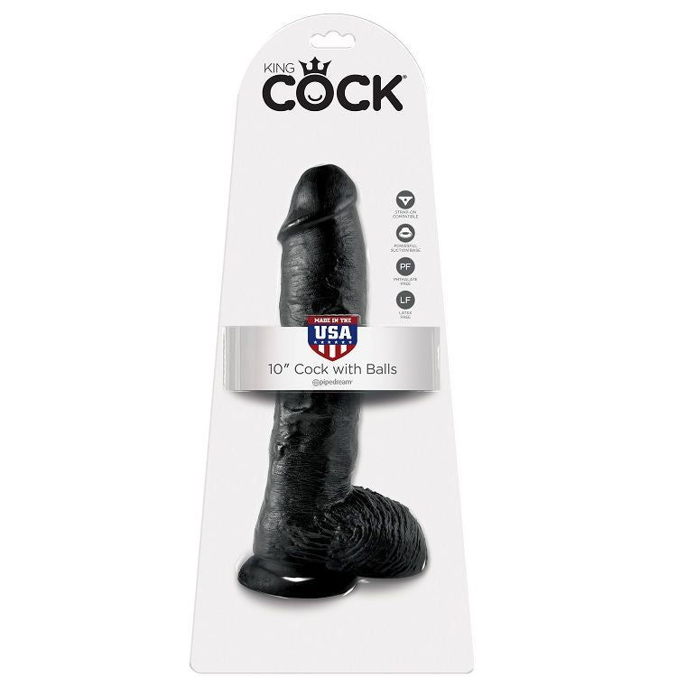 KING COCK - BLACK BALLS DILDO 25.4 CM