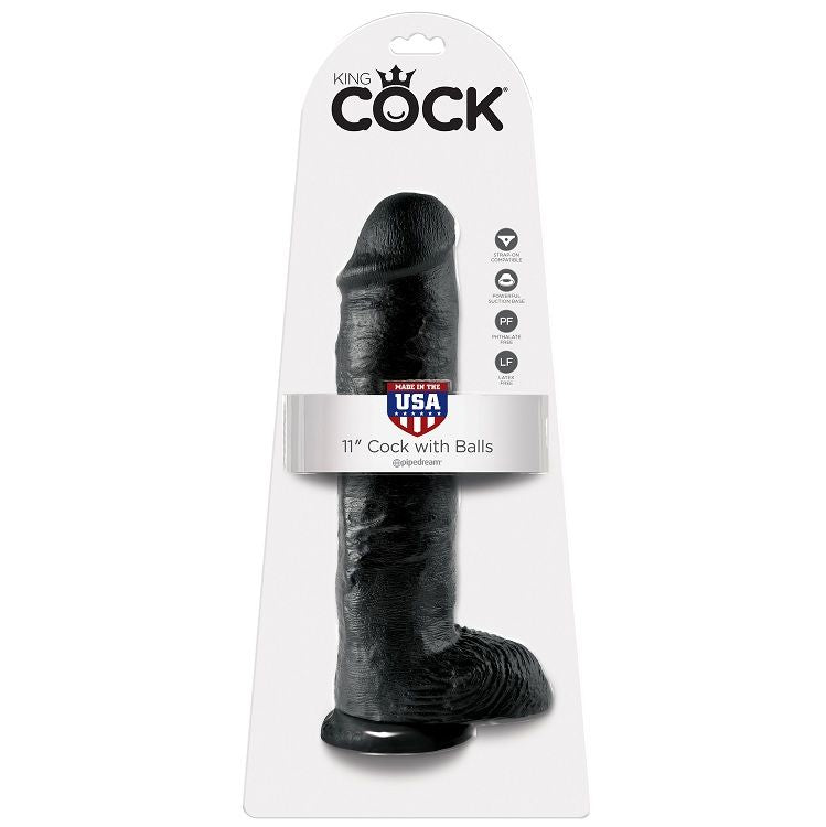 KING COCK - BLACK BALL DILDO 28 CM
