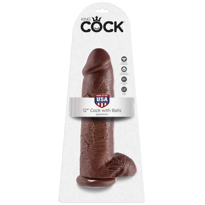KING COCK - BROWN DILDO WITH BALLS 12 INCH