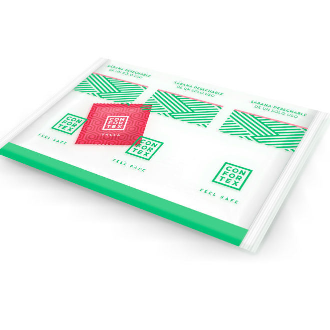 CONFORTEX - DISPOSABLE HYGIENIC SHEETS, INDIVIDUAL POUCH + STRAWBERRY CONDOM