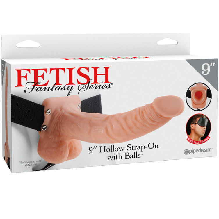 FETISH FANTASY SERIES - 9 INCH HOLLOW STRAP-ON WITH BALLS FLESH