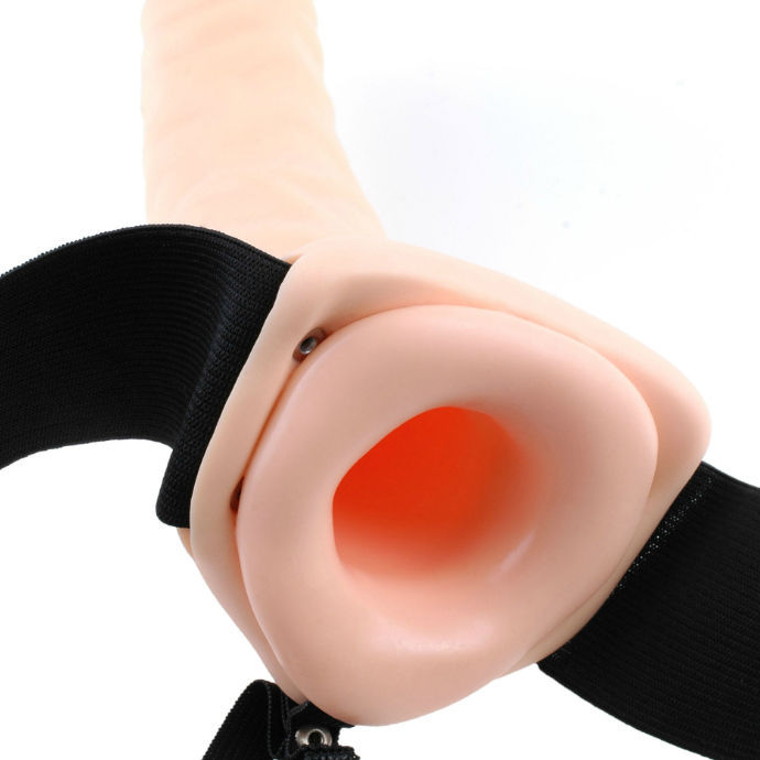 FETISH FANTASY SERIES - 7.5" HOLLOW BROWN VIBRANT STRAP-ON