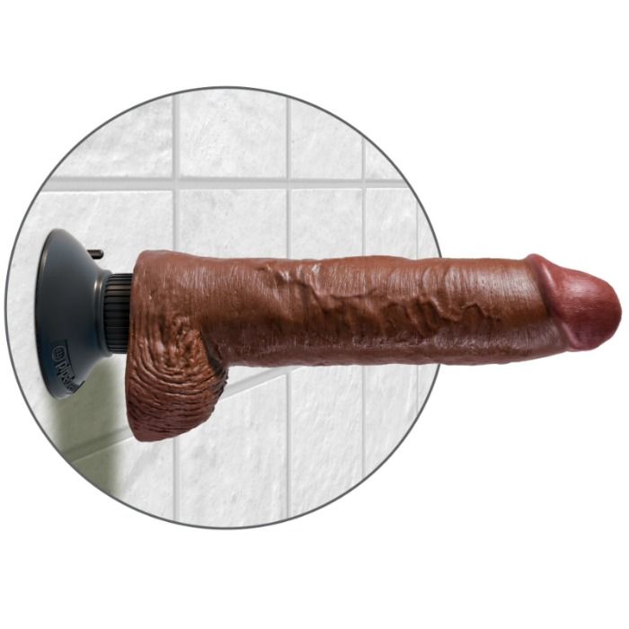 KING COCK - VIBRATING DILDO WITH TESTICLES 25.5 CM BROWN