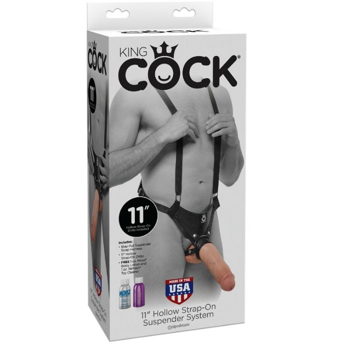 KING COCK - STRAP-ON WITH HOLLOW DILDO 28 CM AND STRAPS