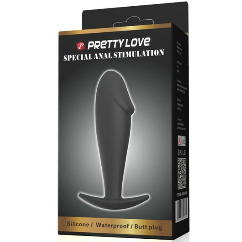 PRETTY LOVE - BLACK SILICONE PENIS-SHAPED ANAL PLUG