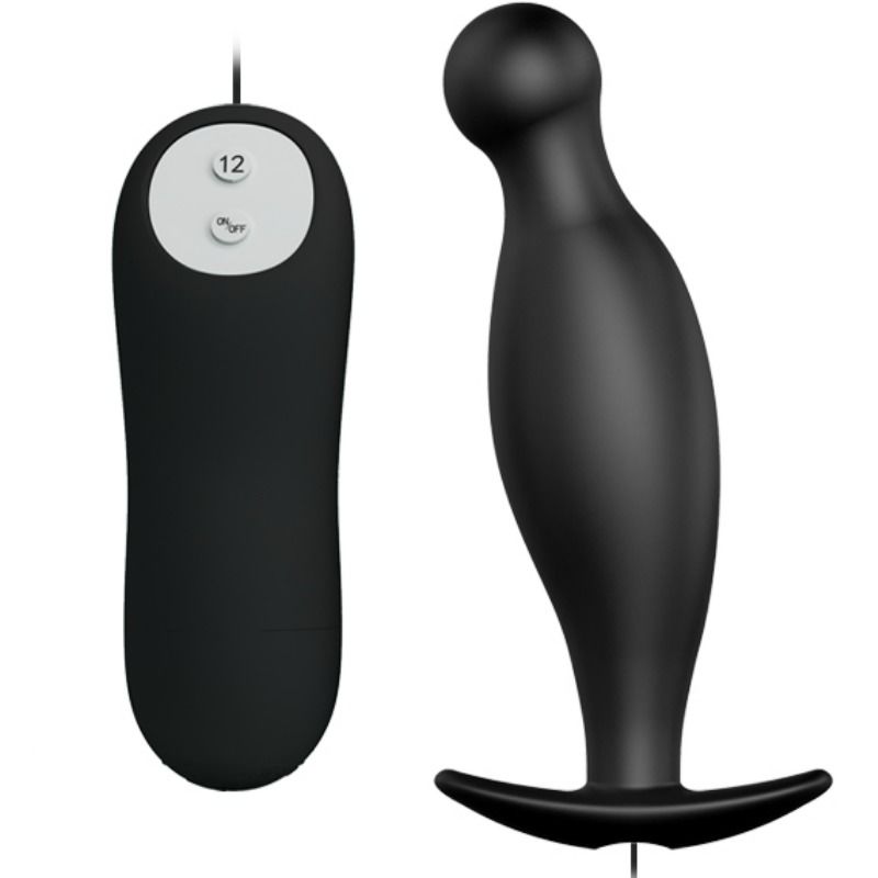 PRETTY LOVE - BLACK SILICONE ANAL PLUG WITH 12 VIBRATION MODES