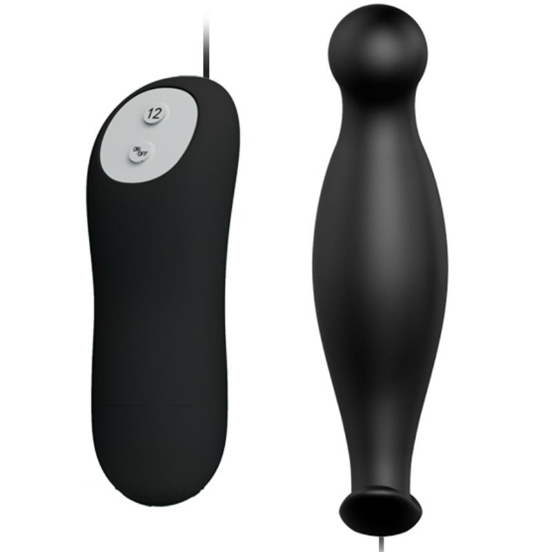 PRETTY LOVE - BLACK SILICONE ANAL PLUG WITH 12 VIBRATION MODES