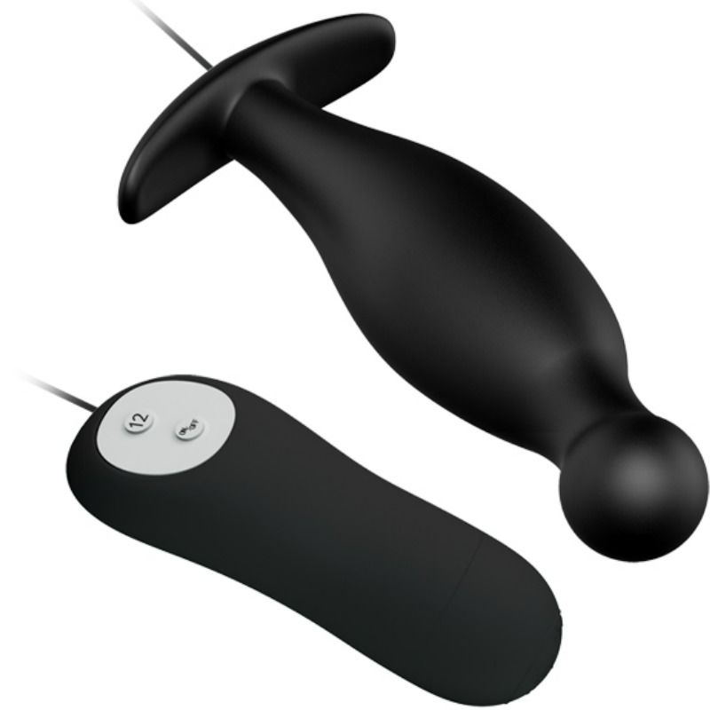 PRETTY LOVE - BLACK SILICONE ANAL PLUG WITH 12 VIBRATION MODES