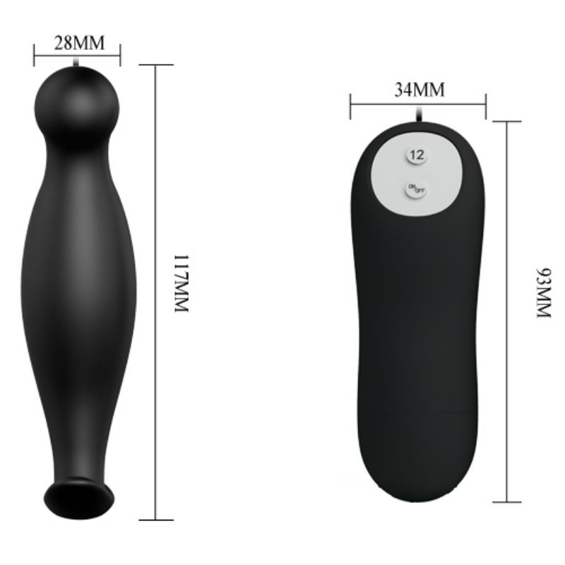 PRETTY LOVE - BLACK SILICONE ANAL PLUG WITH 12 VIBRATION MODES