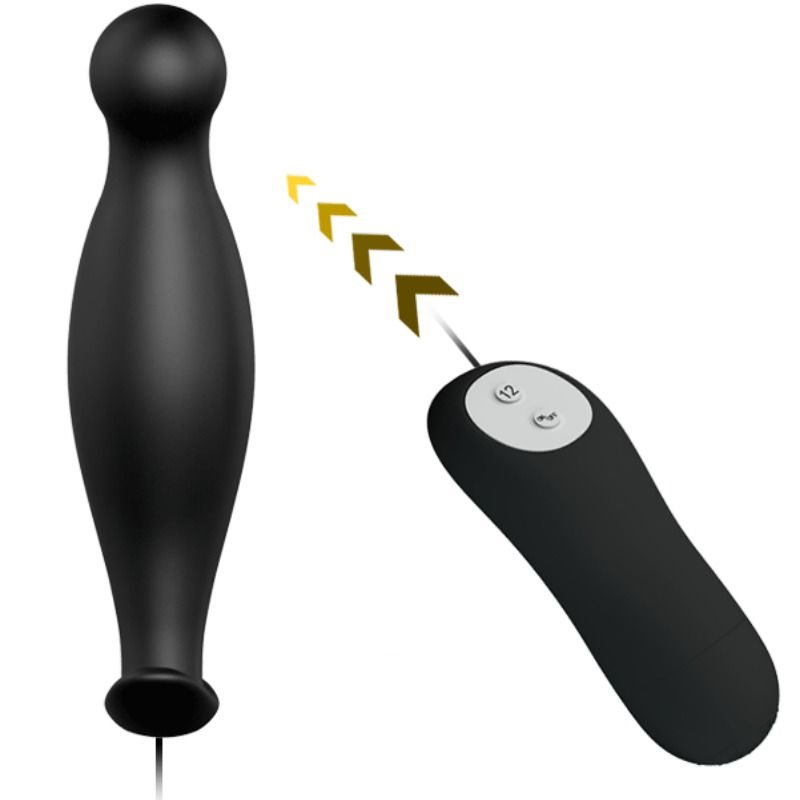 PRETTY LOVE - BLACK SILICONE ANAL PLUG WITH 12 VIBRATION MODES