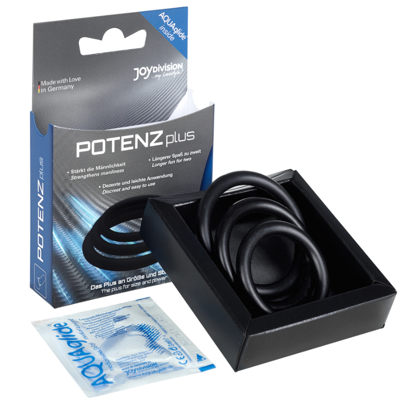 JOYDIVISION POTENZDUO - PLUS SET OF 3 BLACK RINGS - S, M, L